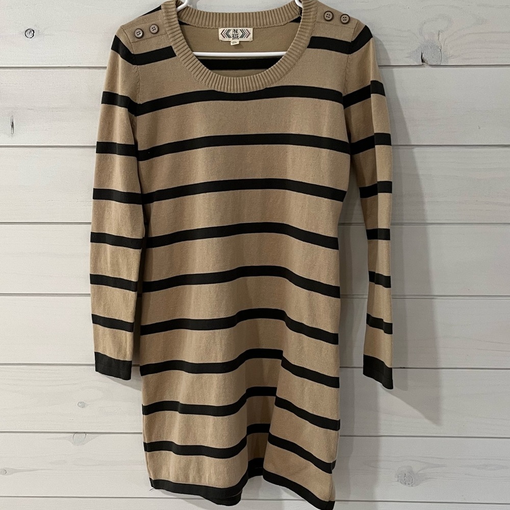 Pink Rose | Petite Long Sleeve Striped Dress Size LP - Picture 1 of 3